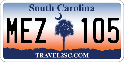 SC license plate MEZ105