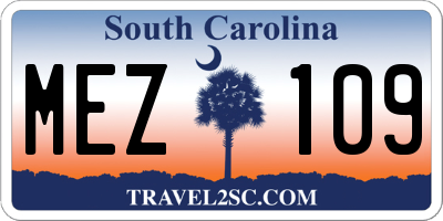 SC license plate MEZ109