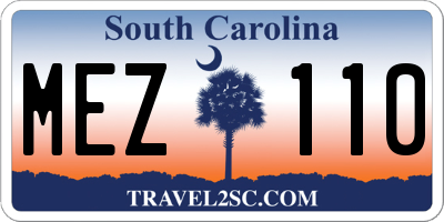 SC license plate MEZ110