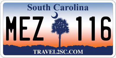 SC license plate MEZ116