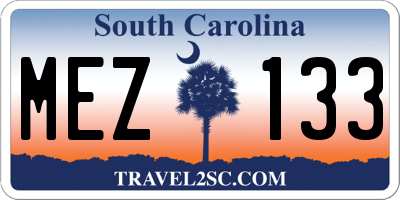 SC license plate MEZ133