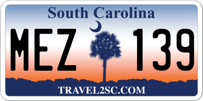 SC license plate MEZ139