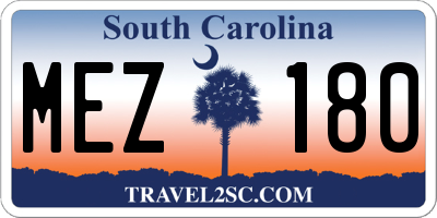 SC license plate MEZ180