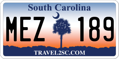 SC license plate MEZ189
