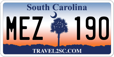 SC license plate MEZ190