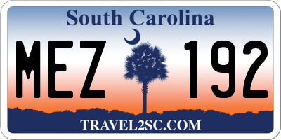 SC license plate MEZ192