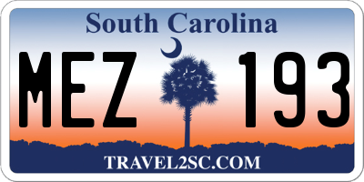 SC license plate MEZ193