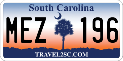 SC license plate MEZ196