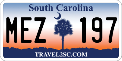 SC license plate MEZ197