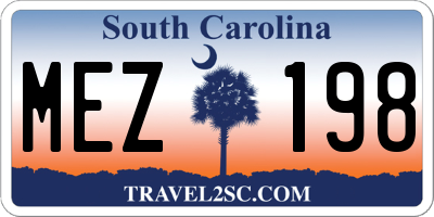 SC license plate MEZ198