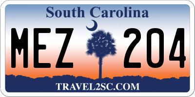 SC license plate MEZ204