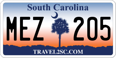 SC license plate MEZ205