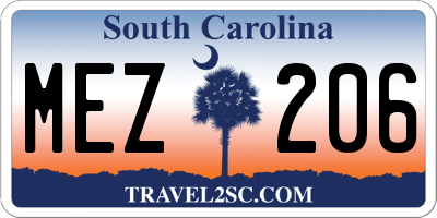SC license plate MEZ206