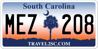SC license plate MEZ208