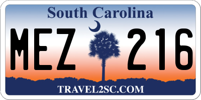 SC license plate MEZ216