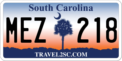 SC license plate MEZ218