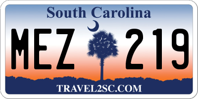 SC license plate MEZ219