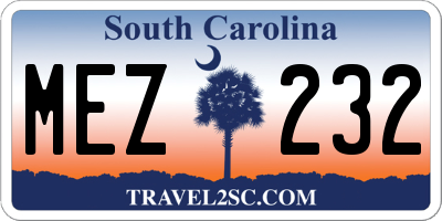 SC license plate MEZ232