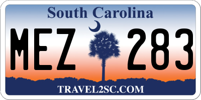 SC license plate MEZ283