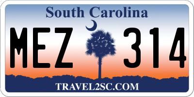 SC license plate MEZ314