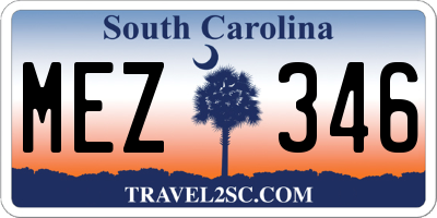 SC license plate MEZ346