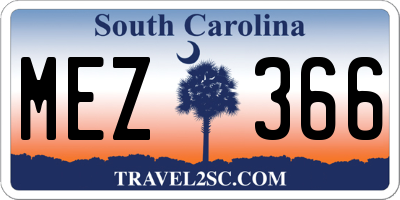 SC license plate MEZ366
