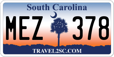 SC license plate MEZ378
