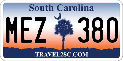SC license plate MEZ380
