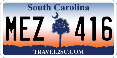 SC license plate MEZ416