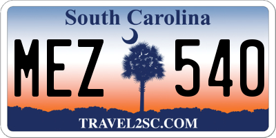 SC license plate MEZ540