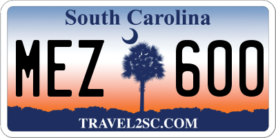 SC license plate MEZ600