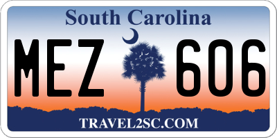 SC license plate MEZ606