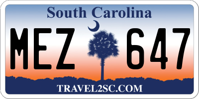 SC license plate MEZ647