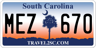 SC license plate MEZ670