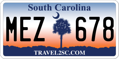 SC license plate MEZ678