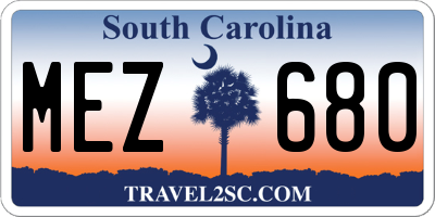 SC license plate MEZ680