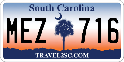 SC license plate MEZ716