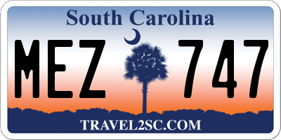 SC license plate MEZ747