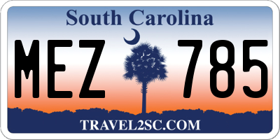 SC license plate MEZ785