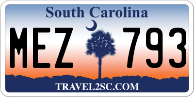 SC license plate MEZ793