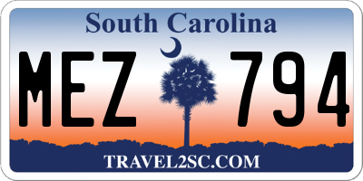 SC license plate MEZ794