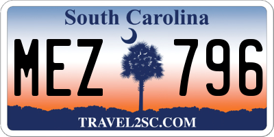 SC license plate MEZ796