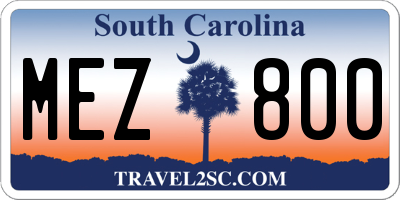 SC license plate MEZ800
