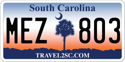 SC license plate MEZ803