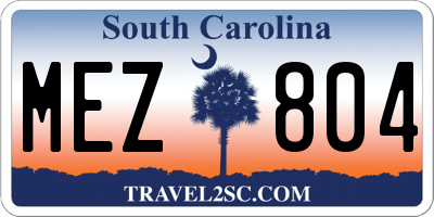 SC license plate MEZ804