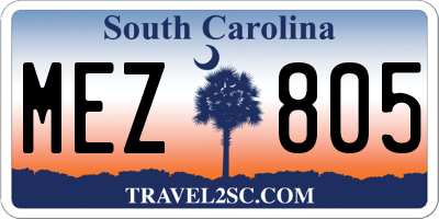 SC license plate MEZ805