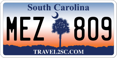 SC license plate MEZ809