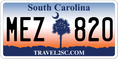 SC license plate MEZ820