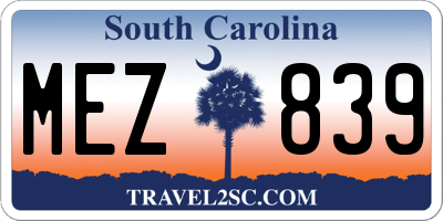 SC license plate MEZ839