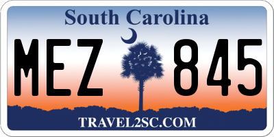 SC license plate MEZ845